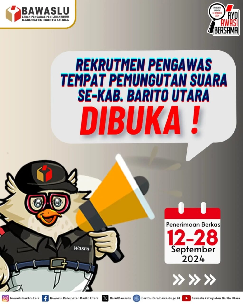 Tonggak Pengawasan Demokrasi, Bawaslu Buka Pendaftaran PTPS hingga 28 September 2024